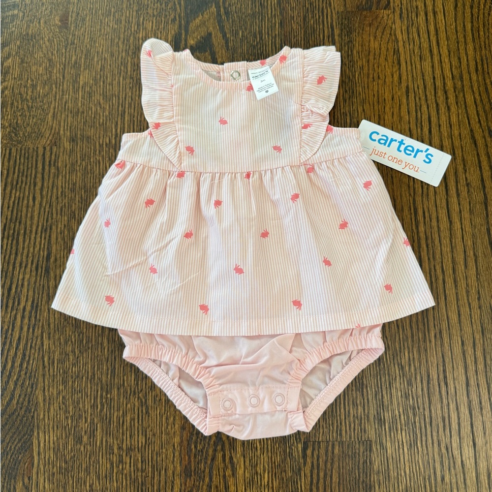 Carter's Just One You Baby Girls' Striped Bunny Dress - Pink 3M